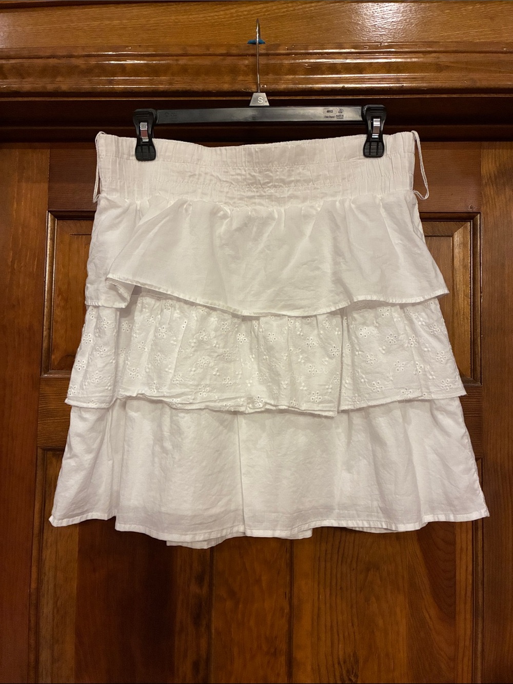 Girls Size XL (16) Cato White Tiered Eyelet Skirt